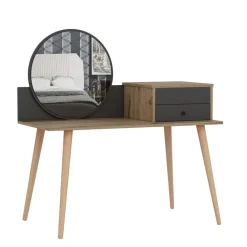 Emob Make-uptafel Woody Fashion - 120 x 60 x 96 cm - Walnut Anthracite-design