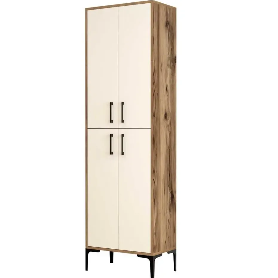 Emob Multifunctionele kast Woody Fashion - 60 x 35 x 200 cm - Walnut Cream