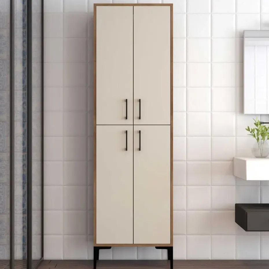 Emob Multifunctionele kast Woody Fashion - 60 x 35 x 200 cm - Walnut Cream