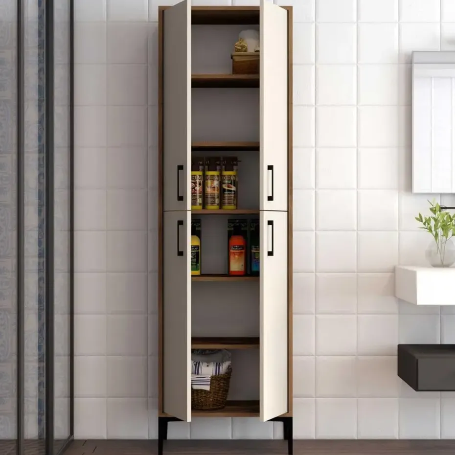 Emob Multifunctionele kast Woody Fashion - 60 x 35 x 200 cm - Walnut Cream