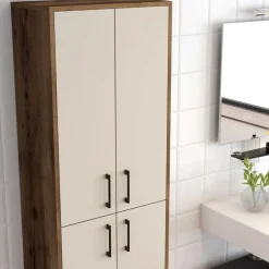 Emob Multifunctionele kast Woody Fashion - 60 x 35 x 200 cm - Walnut Cream