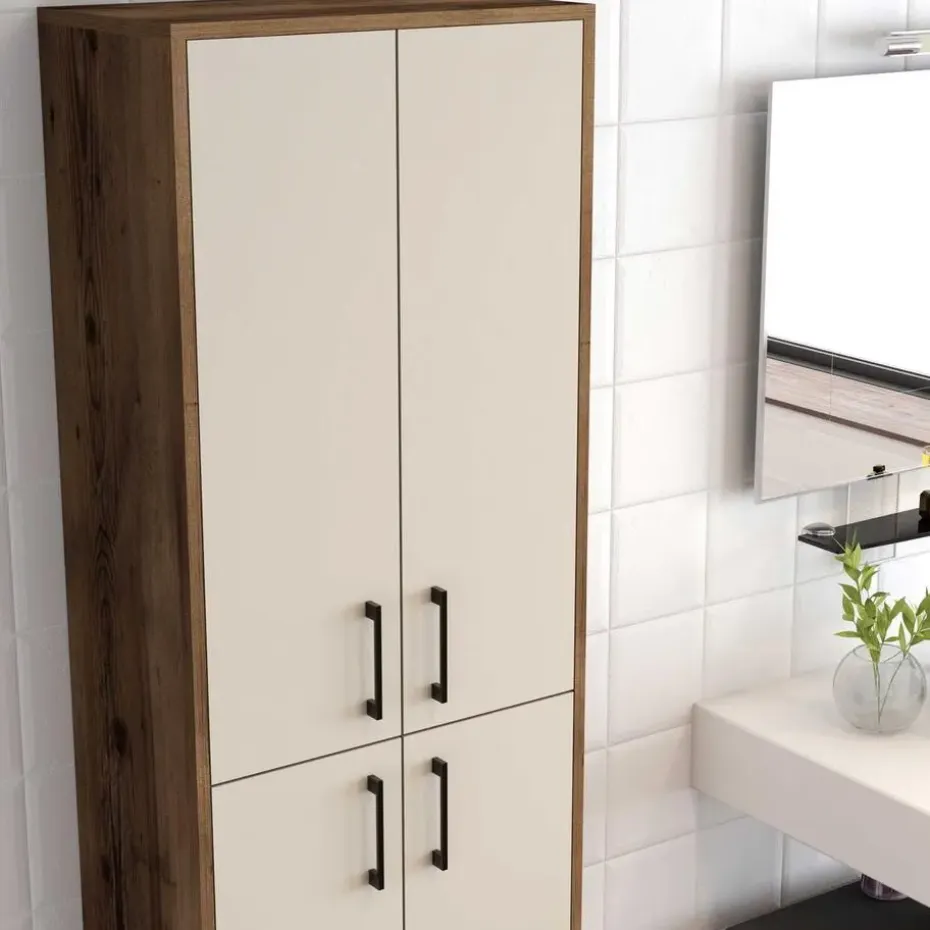 Emob Multifunctionele kast Woody Fashion - 60 x 35 x 200 cm - Walnut Cream