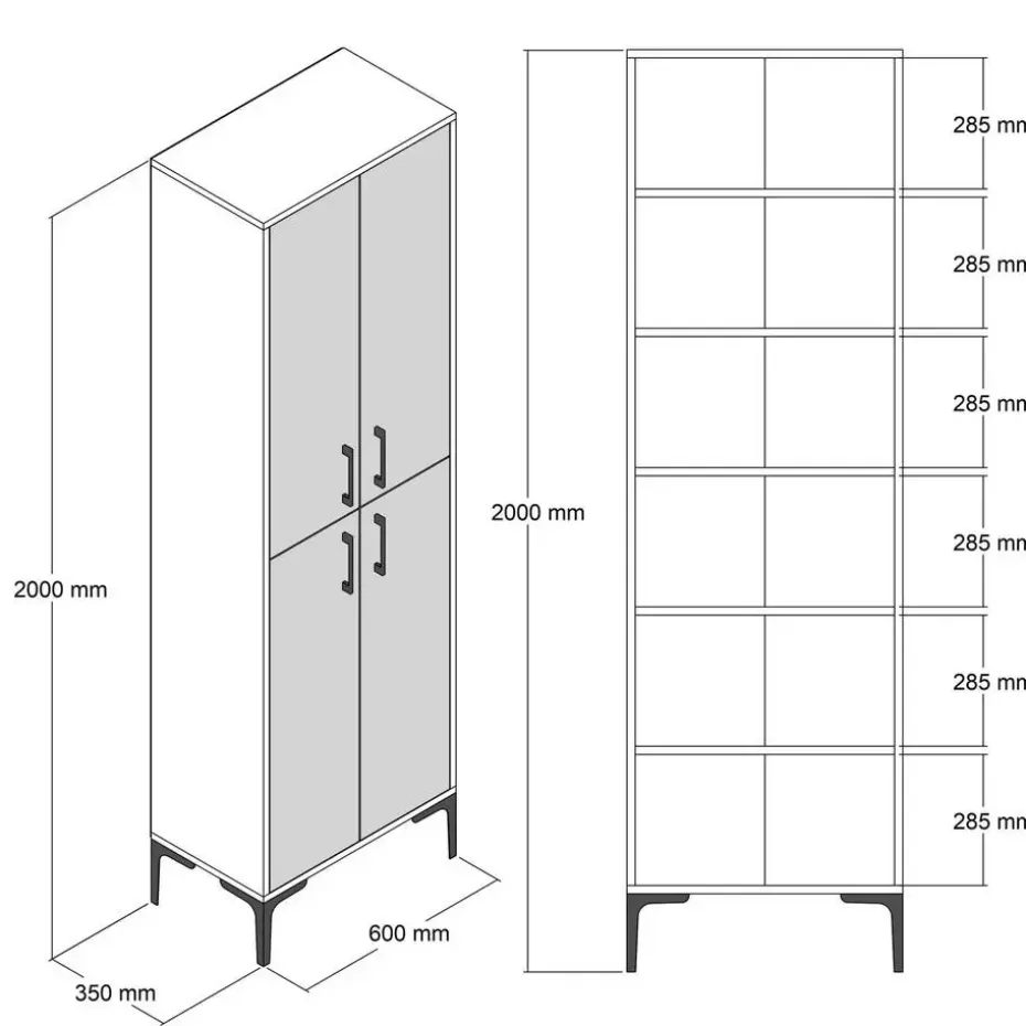 Emob Multifunctionele kast Woody Fashion - 60 x 35 x 200 cm - Walnut Cream