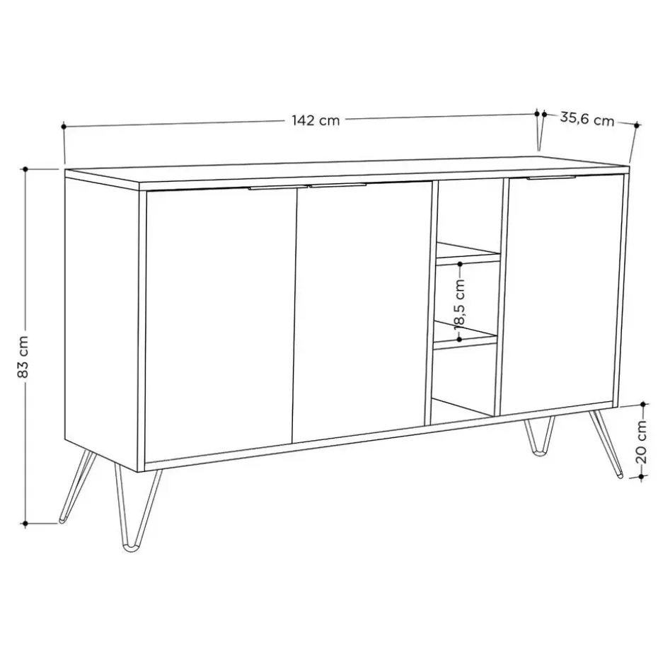 Emob Woody Fashion Console - 18 mm dik - 142x83x35 - Wit