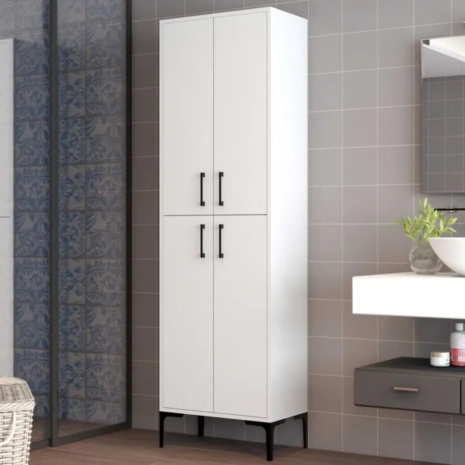 Emob Woody Fashion multifunctioneel kabinet - 18 mm dik - metalen poot wit