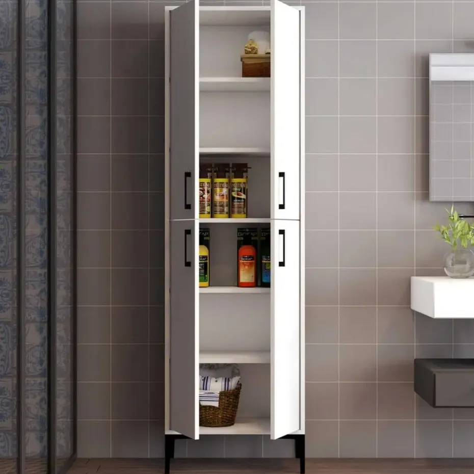 Emob Woody Fashion multifunctioneel kabinet - 18 mm dik - metalen poot wit