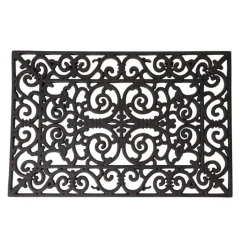 Esschert Design Deurmat Rubber - zwart - klassiek - 60 x 40 cm