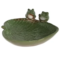 Esschert Design Vogelbad/voederschaal - blad - steen - ca. D23 cm