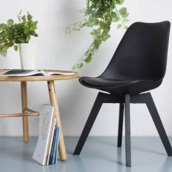 Essence Madera Eetkamerstoel Zwart - Zwarte Houten Poten