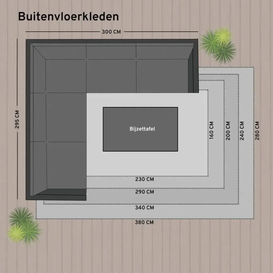 Eva Interior Buiten vloerkleed - Leaf - Groen - 200x290 cm