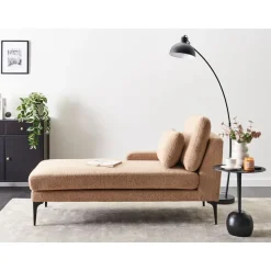 EWRON - Chaise longue - Zandbeige - Rechtszijdig - Bouclé