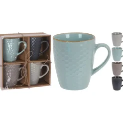 Excellent Houseware Bekers koffiekopjes - 4x - gekleurd - 300 ml