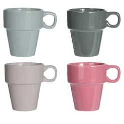 Excellent Houseware Gekleurde bekers/koffiekopjes - 4-delig