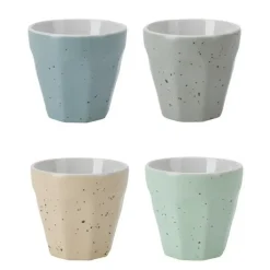 Excellent Houseware Koffiekop - 4x - porselein - 90 ml - gekleurd