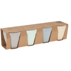 Excellent Houseware Koffiekop - 4x - porselein - 90 ml - gekleurd