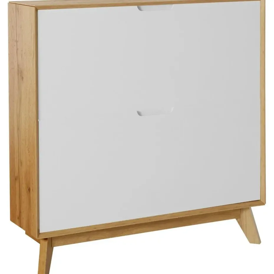 Ezra - Schoenenkast met 2 kleppen in eiken / witte spaanplaat