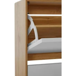 Ezra - Schoenenkast met 2 kleppen in eiken / witte spaanplaat