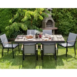 FANES - Eettafel uitschuifbaar - Grijs - 184/244 x 90 - Aluminium