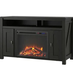 Farmington - Open haard met 2 zwarte spaanplaatdeuren