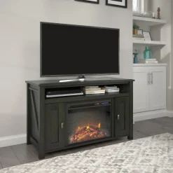 Farmington - Open haard met 2 zwarte spaanplaatdeuren