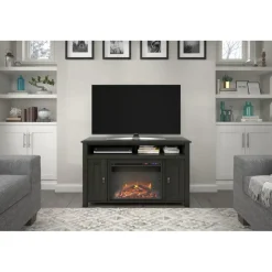 Farmington - Open haard met 2 zwarte spaanplaatdeuren