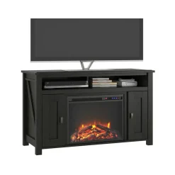 Farmington - Open haard met 2 zwarte spaanplaatdeuren