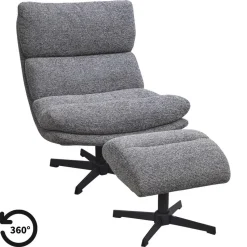 Fauteuil Bobbi incl. hocker - antraciet