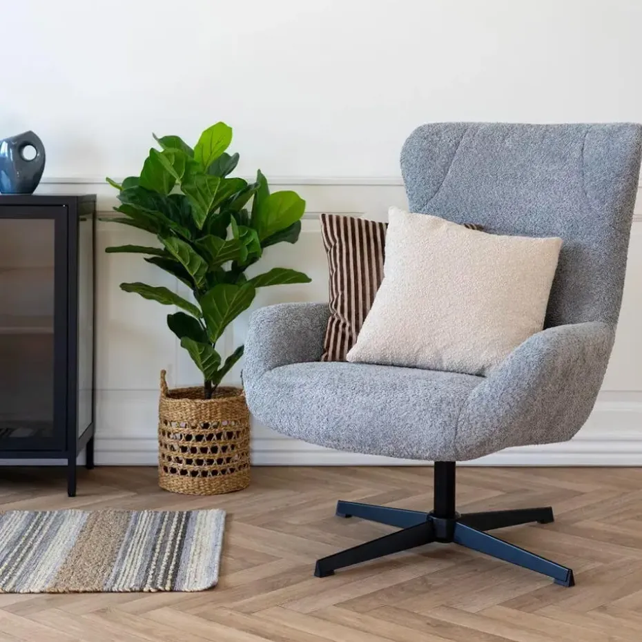 Fauteuil Draaibaar - Donkergrijs Stof - 89x80x101cm - Bescia