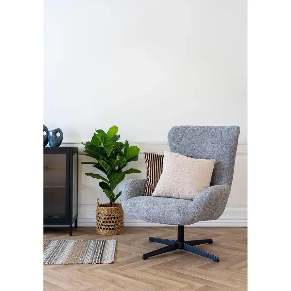 Fauteuil Draaibaar - Donkergrijs Stof - 89x80x101cm - Bescia