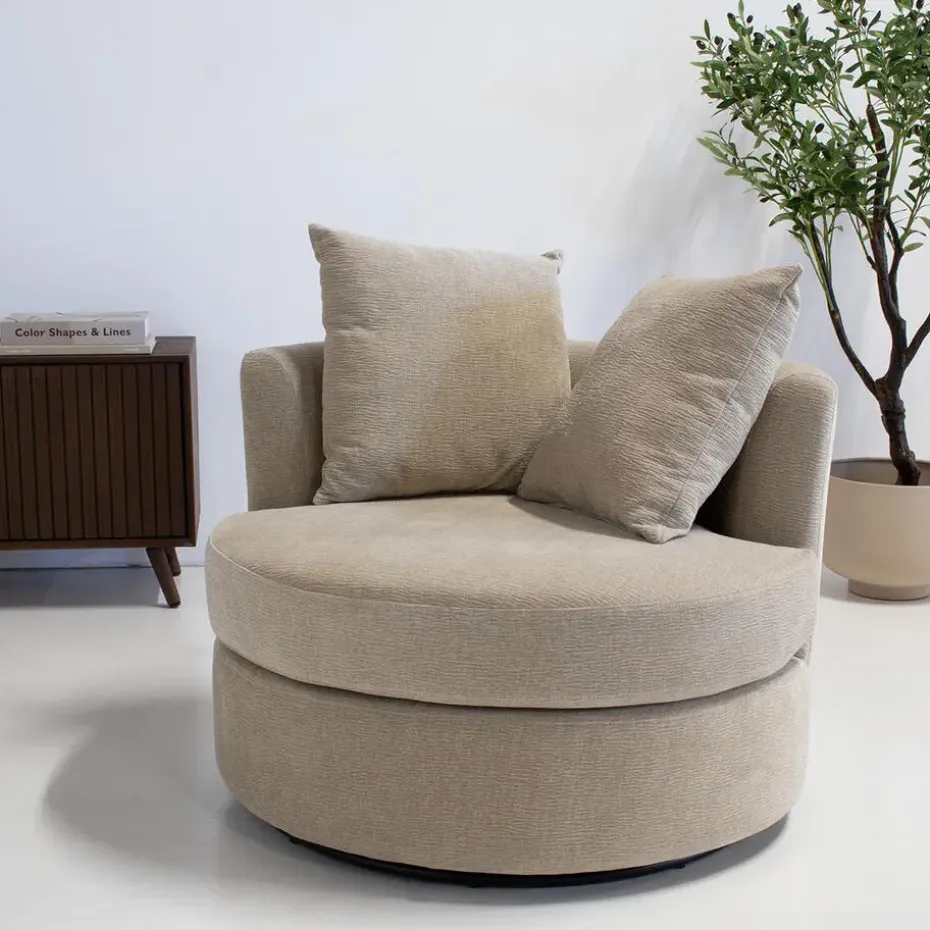 Fauteuil Taupe Stof - Zithoogte 45cm - Thony Luxe
