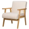 Fauteuil van massief hout en witte lussen