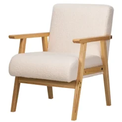Fauteuil van massief hout en witte lussen