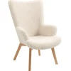 Fauteuil van massief hout en witte lussen