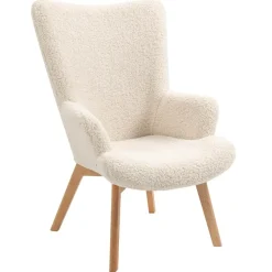 Fauteuil van massief hout en witte lussen