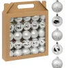 Feeric Christmas kerstballen - 25x - 6cm - zilver/wit
