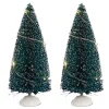 Feeric Christmas Kerstdorp mini boompjes - 2x - 15 cm - verlicht