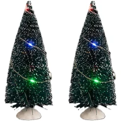 Feeric Christmas 2x decoratie kerstboompjes - 15 cm - 20 LEDs