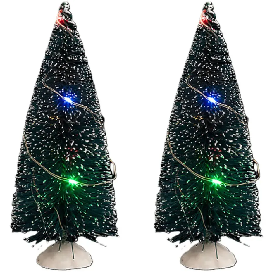 Feeric Christmas 2x decoratie kerstboompjes - 15 cm - 20 LEDs