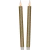 Feeric lights & Christmas LED dinerkaarsen - 2x - goud - 28x2cm