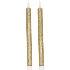 Feeric lights & Christmas LED dinerkaarsen - 2x - goud - 28x2cm