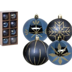 Feeric lights and christmas kunststof kerstballen- 8x- 8cm -blauw