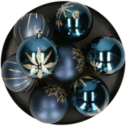 Feeric lights and christmas kunststof kerstballen- 8x- 8cm -blauw