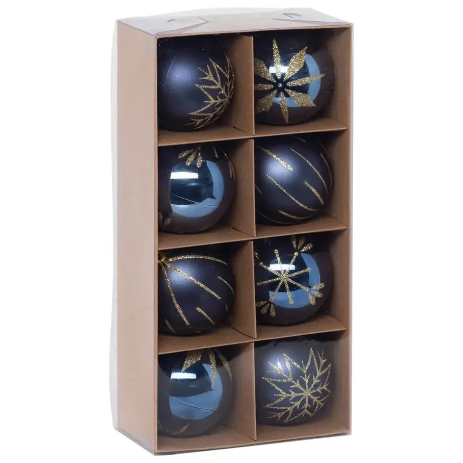 Feeric lights and christmas kunststof kerstballen- 8x- 8cm -blauw