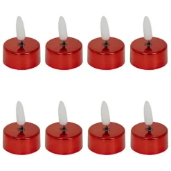 Feeric lights and christmas LED theelichtjes - 8x - rood - 5,5 cm