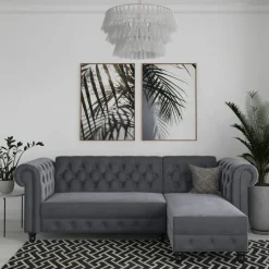 Felix - 3-zits hoekslaapbank in antraciet fluweel