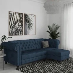 Felix - 3-zits slaapbank in blauw fluweel