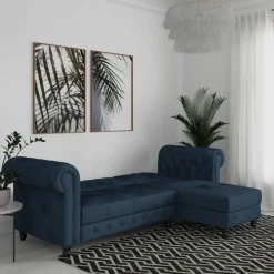 Felix - 3-zits slaapbank in blauw fluweel