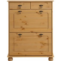 Finca - Schoenenkast met 2 kleppen en 2 laden in natuurlijk grenen