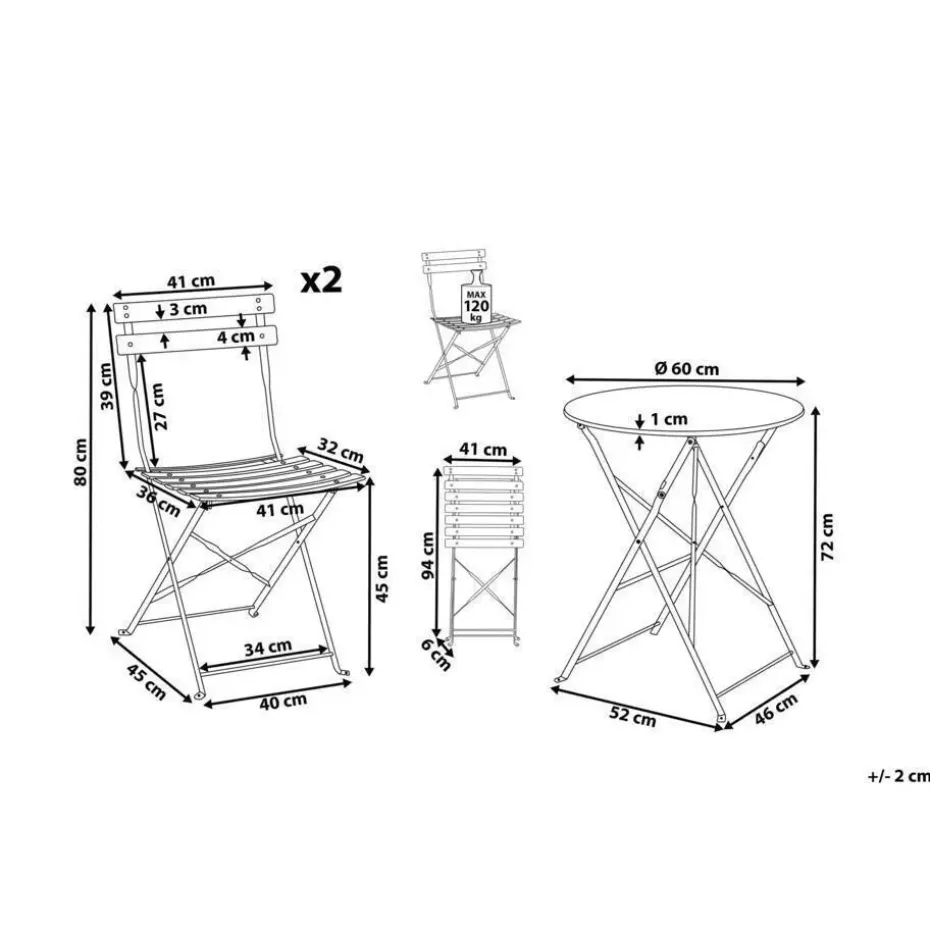 FIORI - Bistroset voor 2 - Roze - Staal