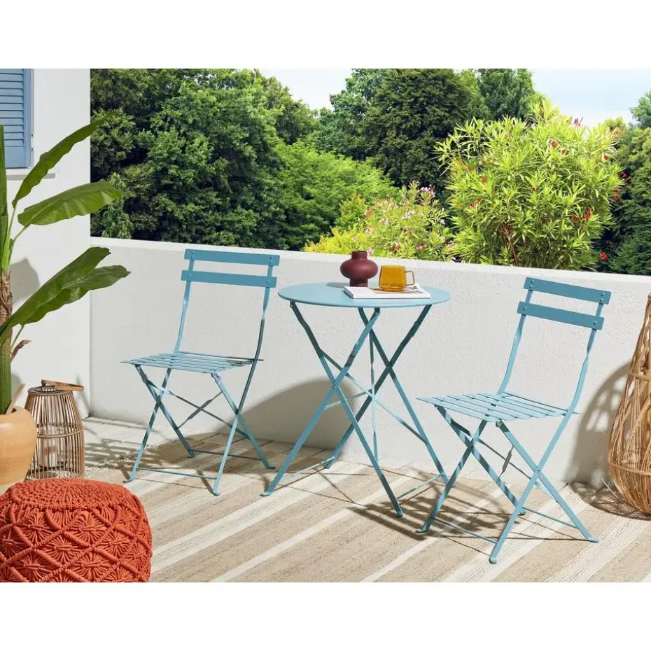 FIORI - Bistroset voor 2 - Zeeblauw - Staal